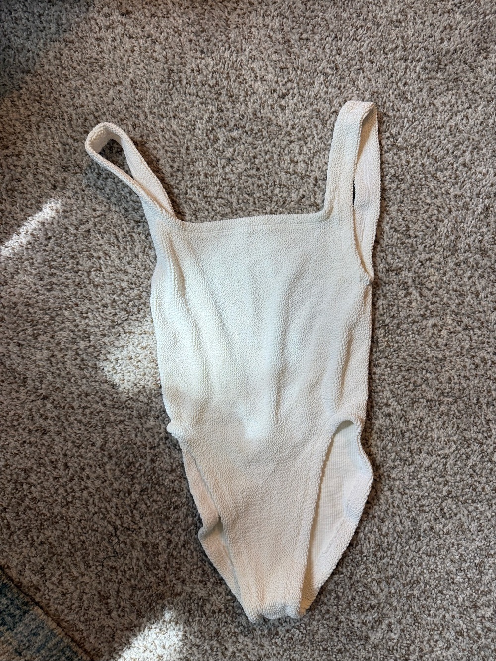 Hunza G White Textured Kids One-Piece Swimsuit